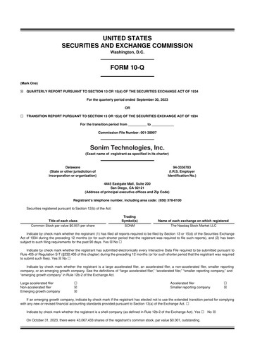 Thumbnail Sonim Technologies
 10-Q Quarterly Report FY2023 