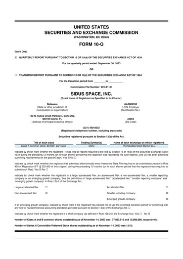Thumbnail Sidus Space 10-Q Quarterly Report FY2023 