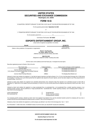 Thumbnail Esports Entertainment
 10-Q Quarterly Report FY2024 