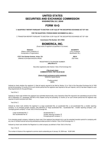 Vorschaubild Biomerica 10-Q Quartalsbericht 2024 