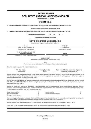 Thumbnail Novo Integrated Sciences 10-Q Quarterly Report FY2024 