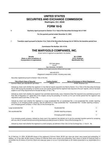 Thumbnail the Marygold Companies 10-Q Quarterly Report FY2024 