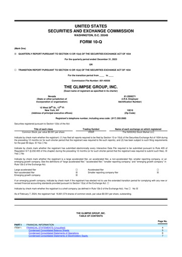 Miniature The Glimpse Group 10-Q Rapport trimestriel 2024 