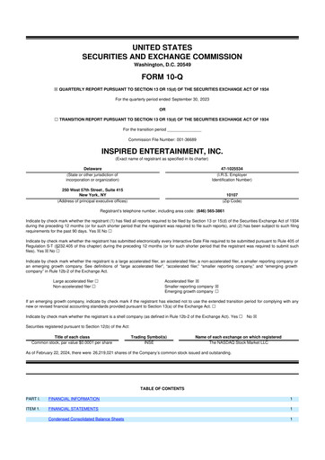 Thumbnail Inspired Entertainment 10-Q Quarterly Report FY2023 