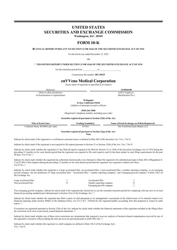 Miniature enVVeno Medical Corporation 10-K Rapport annuel 2023