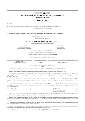 Thumbnail Strawberry Fields REIT 10-K Annual Report 2023