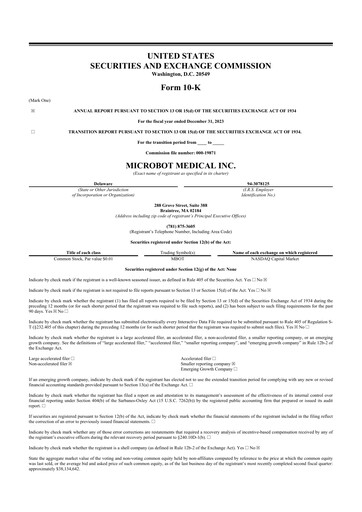 Thumbnail Microbot Medical
 10-K Annual Report 2023