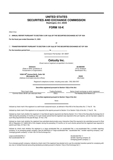 Vorschaubild Celcuity Inc. 10-K Jahresbericht 2023