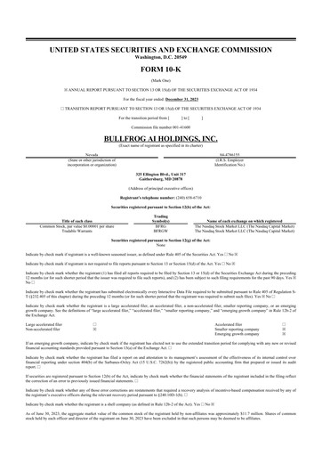 Thumbnail Bullfrog AI  10-K Annual Report 2023