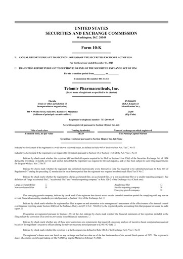 Miniature Telomir Pharmaceuticals 10-K Rapport annuel 2023