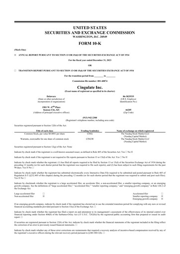 Miniature Cingulate 10-K Rapport annuel 2023