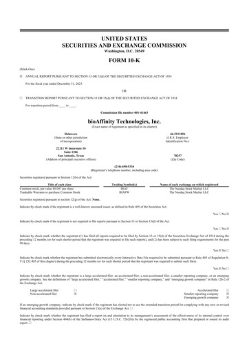 Thumbnail bioAffinity Technologies 10-K Annual Report 2023