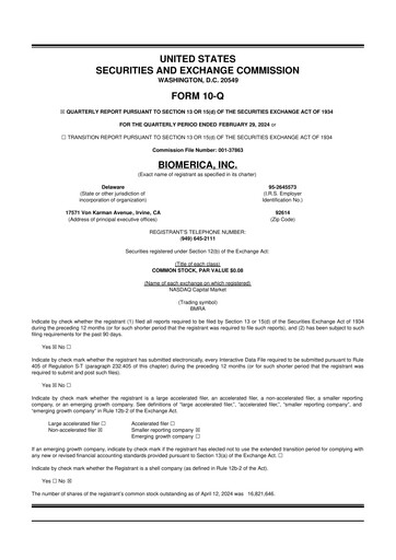 Vorschaubild Biomerica 10-Q Quartalsbericht 2024 