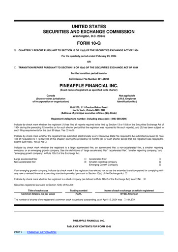 Thumbnail Pineapple Financial 10-Q Quarterly Report FY2024 