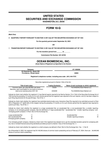 Miniature Ocean Biomedical 10-Q Rapport trimestriel 2023 