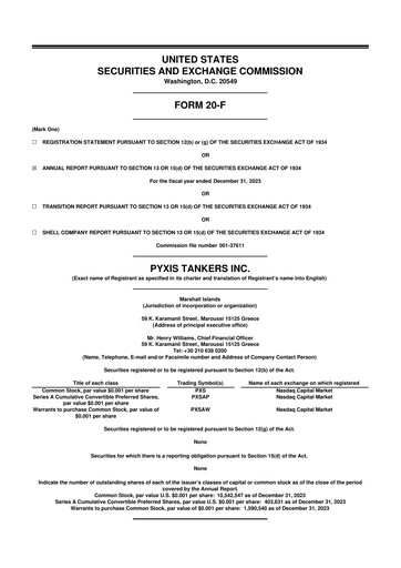 Thumbnail Pyxis Tankers 20-F Annual Report 2023