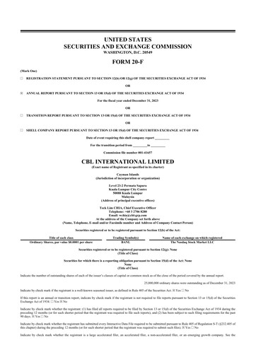 Thumbnail CBL International 20-F Annual Report 2023