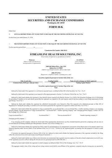 Thumbnail Streamline Health Solutions 10-K Annual Report 2024