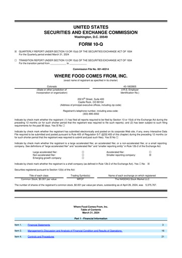 Vorschaubild Where Food Comes From 10-Q Quartalsbericht 2024 