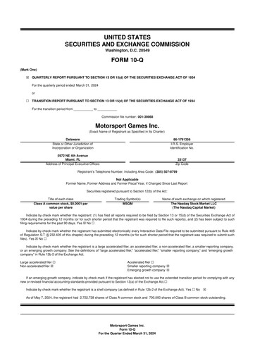 Thumbnail Motorsport Gaming 10-Q Quarterly Report FY2024 