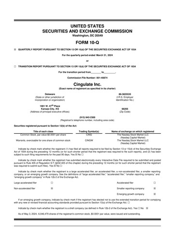 Miniature Cingulate 10-Q Rapport trimestriel 2024 