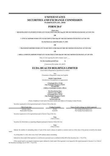 Thumbnail EUDA Health 20-F Annual Report 2023