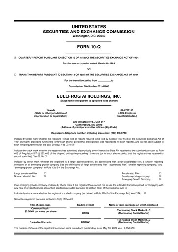 Vorschaubild Bullfrog AI  10-Q Quartalsbericht 2024 