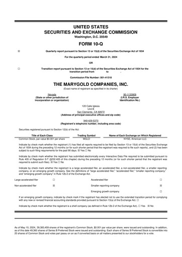 Thumbnail the Marygold Companies 10-Q Quarterly Report FY2024 