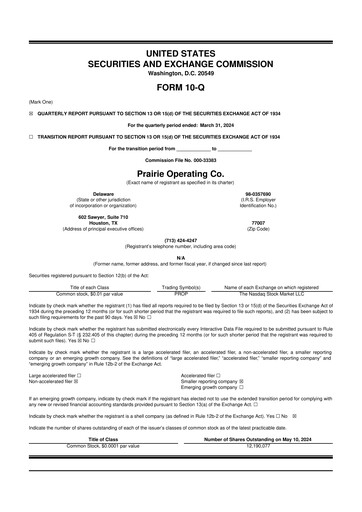 Thumbnail Prairie Operating 10-Q Quarterly Report FY2024 