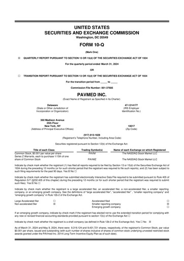 Miniature PAVmed
 10-Q Rapport trimestriel 2024 