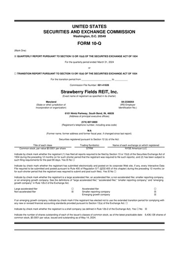 Thumbnail Strawberry Fields REIT 10-Q Quarterly Report FY2024 