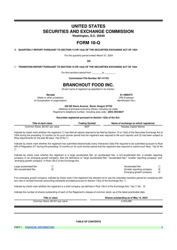 Thumbnail BranchOut Food 10-Q Quarterly Report FY 