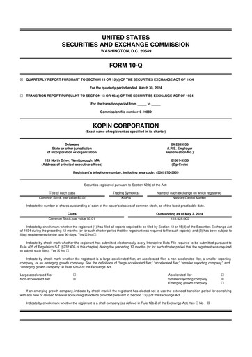Thumbnail Kopin Corporation
 10-Q Quarterly Report FY2024 