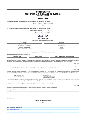 Thumbnail Cemtrex 10-Q Quarterly Report FY2024 