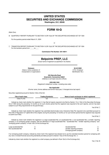 Miniature Belpointe PREP, LLC 10-Q Rapport trimestriel 2024 