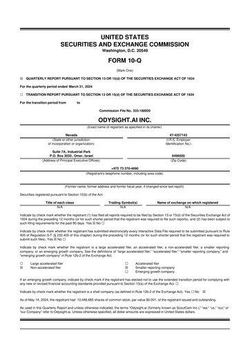 Thumbnail Odysight.ai 10-Q Quarterly Report FY2024 
