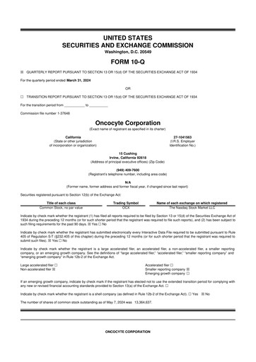Thumbnail OncoCyte
 10-Q Quarterly Report FY2024 