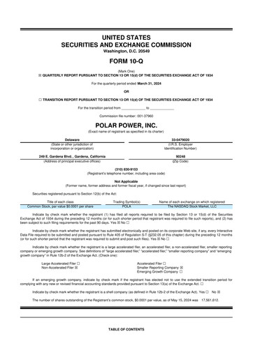 Thumbnail Polar Power
 10-Q Quarterly Report FY2024 