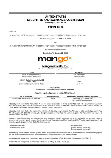 Miniature Mangoceuticals 10-Q Rapport trimestriel 2024 