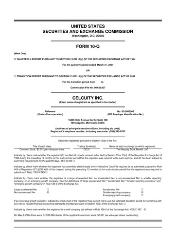 Thumbnail Celcuity Inc. 10-Q Quarterly Report FY2024 