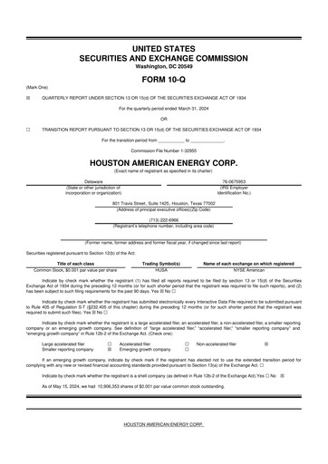 Thumbnail Houston American Energy 10-Q Quarterly Report FY2024 