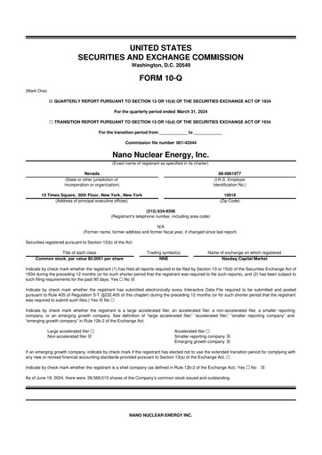 Thumbnail NANO Nuclear Energy 10-Q Quarterly Report FY2024 