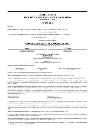 Thumbnail Connexa Sports Technologies 10-K Annual Report 2024