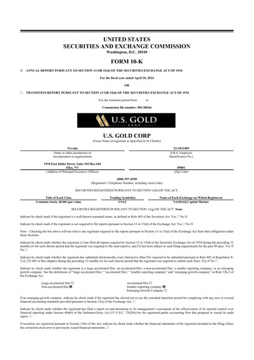 Thumbnail U.S. Gold Corp 10-K Annual Report 2024