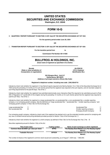 Vorschaubild Bullfrog AI  10-Q Quartalsbericht 2024 