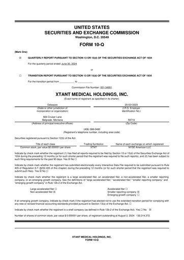 Thumbnail Xtant Medical 10-Q Quarterly Report FY2024 