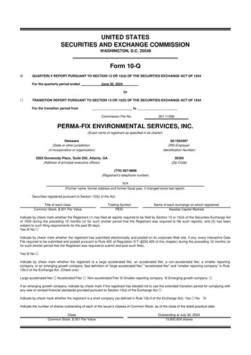 Miniature Perma-Fix Environmental Services 10-Q Rapport trimestriel 2024 