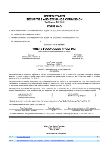 Vorschaubild Where Food Comes From 10-Q Quartalsbericht 2024 