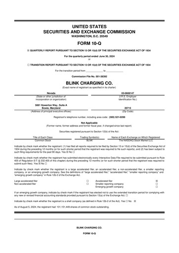 Miniature Blink Charging
 10-Q Rapport trimestriel 2024 