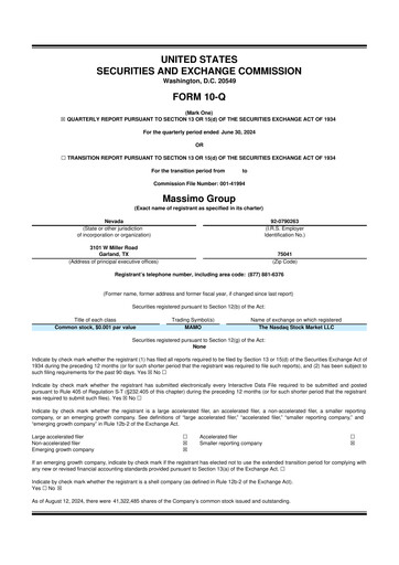 Thumbnail Massimo Motor 10-Q Quarterly Report FY 